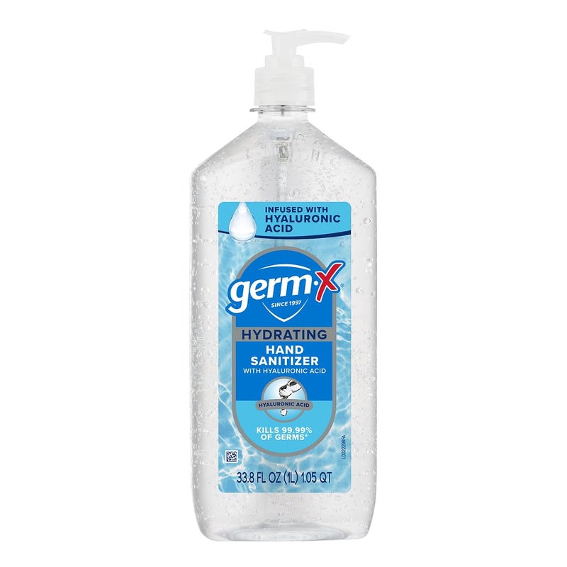 Germx Hydrating Hand Sanitizer, with Hyaluronic Acid, 1L Bulk Pack, No Rinse Formula, Sanitizing Liquid Gel for All Skin Types, Formulated without Parabens, Phthalates & Dyes - Image 1